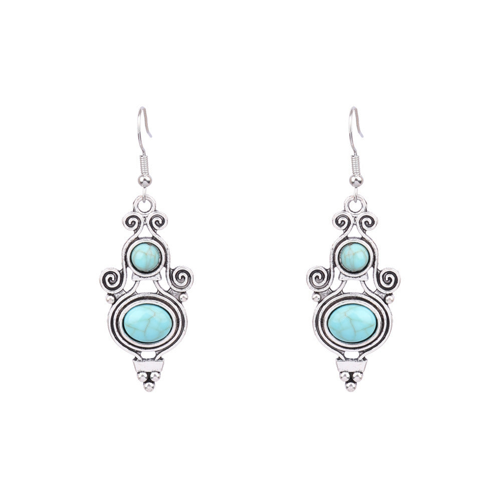 Wholesale Turquoise Bohemian Tassel Geometric Alloy Vintage Earrings